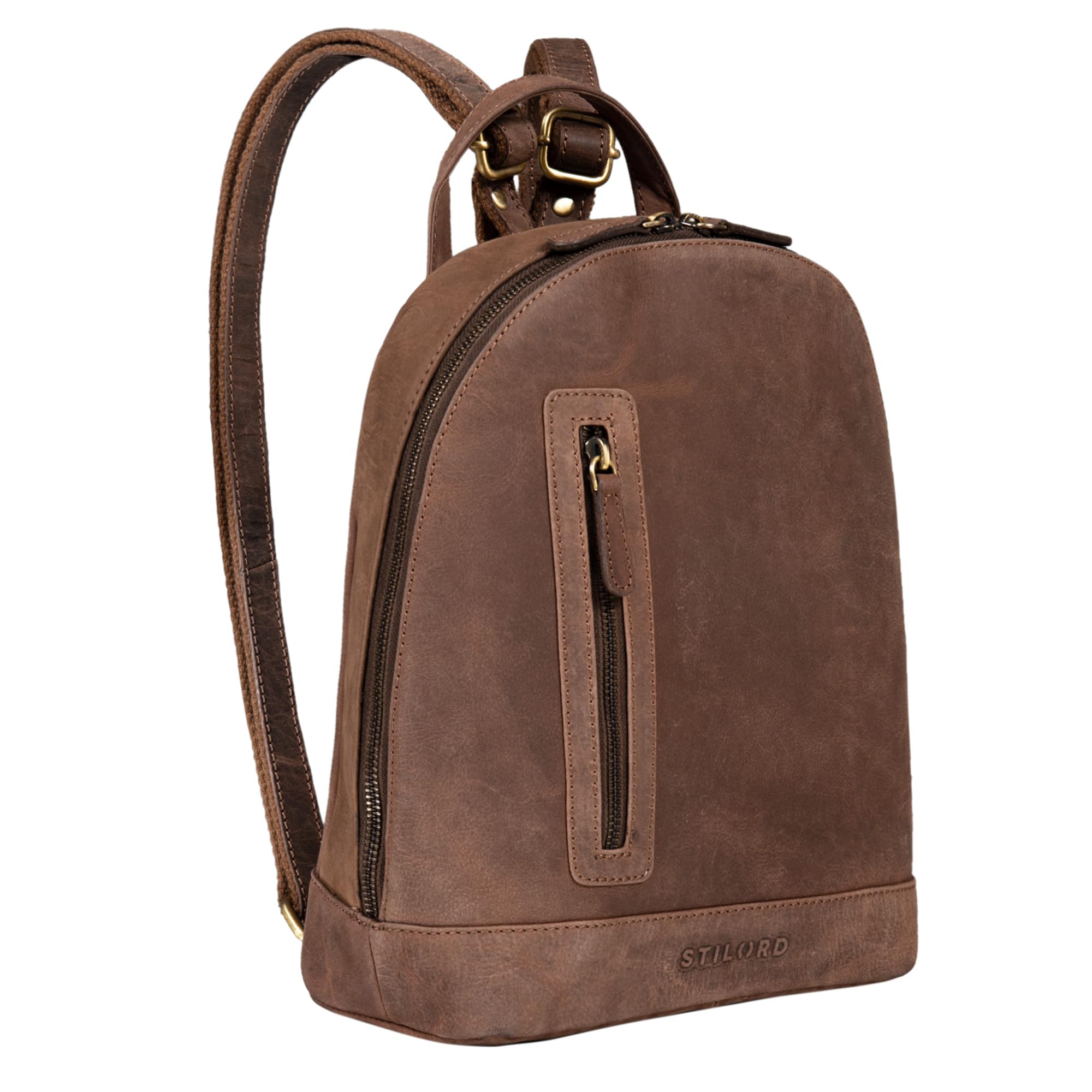 STILORD "Reed" Small Backpack Purse Leather Elegant Daypack for 10.1 Inch Tablet Durable Shoulder Bag for Women Vintage Rucksack Genuine Leather Colour:Veleta - Brown