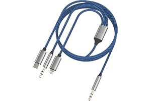 AKSENLI Aux Cord for Iphone Adapter USB C Lightning 3.5mm to Audio Jack Cable (1.2M) for 17 16 15 14 13 Pro Max Headphone Sound for Apple Mfi Connector Port Auxiliar Player for Ipad Android Male Hifi Mp3 Plug