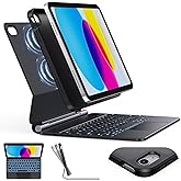CHESONA Keyboard Case for iPad (A16) 11th 2025/10th Generation 10.9-inch 2022, 7-Color Backlit with Removable Protective Case, Floating Cantilever Stand, Portrait/Landscape Mode, Smart Trackpad, Black