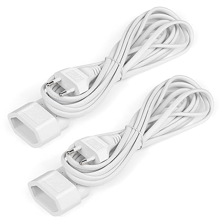 SIMBR Verlängerungskabel 3m Euro-Stecker Verlängerung mit Flachkabel H03VVH2-F 2x0,75mm Weiß, 2er Packung