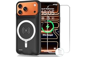 JBUBN Battery Case for iPhone 17 Pro Max, 12000mAh Slim Portable Rechargeable Protective Battery Pack Cover Wireless Charging Case Compatible with iPhone 17 Pro Max (6.9 inch) Extended Charger Cover(Black)