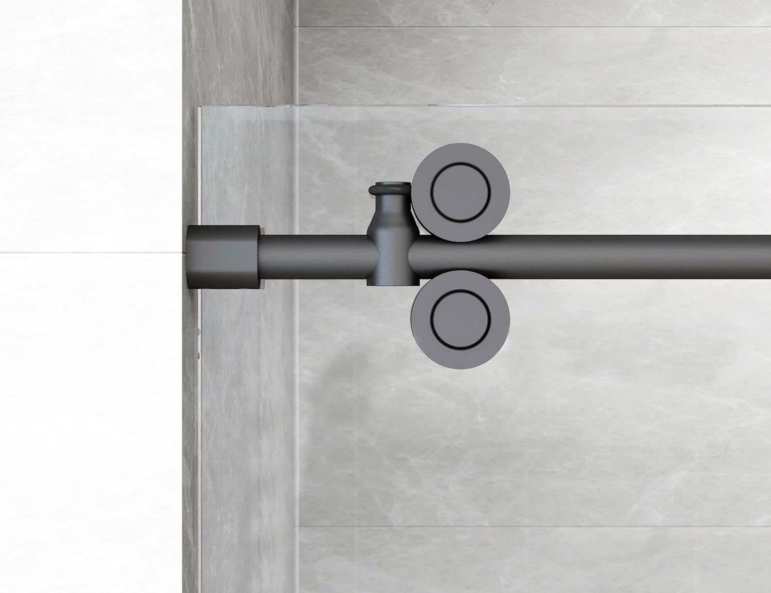 DIYHD Frameless Sliding Glass Track Black barn Style Shower Door Track