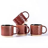 GBHOME 6 OZ Stackable Coffee Mugs, Ceramic Coffee