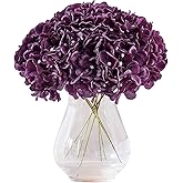 KISLOHUM 10Pcs Artificial Silk Hydrangea Flower Plum Hydrangea Silk Flowers with Stems for Wedding Bridal Show Centerpieces Bouquets DIY Floral Decor Home Decoration