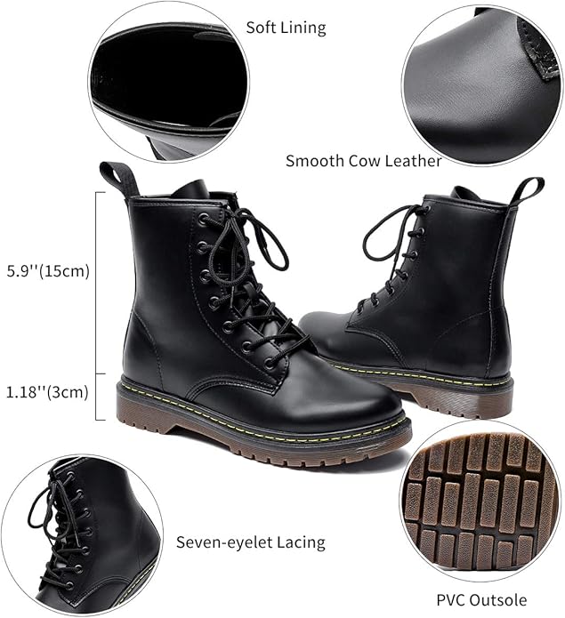 Adokoo Womens Ankle Boots Booties Combat Boots