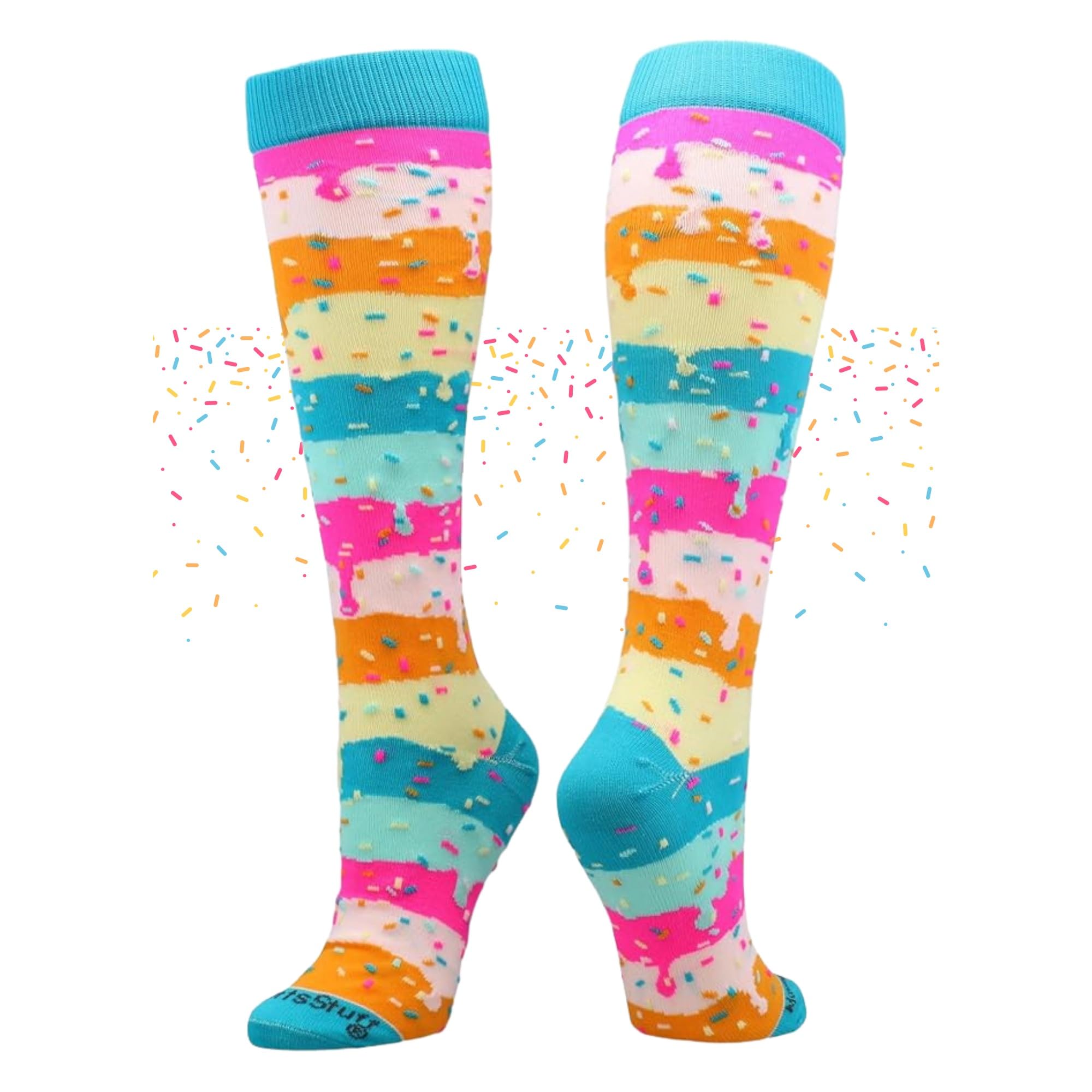 MadSportsStuff Rainbow Sprinkles calcetines hasta la pantorrilla (arco iris, mediano)
