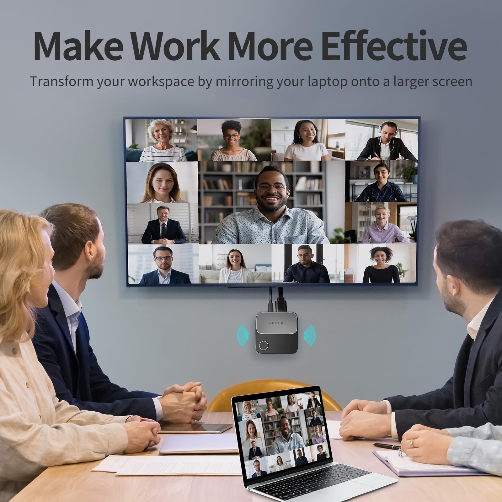 Unitek Wireless Hdmi Display Dongle Adapter - Screen Mirroring Receiver 2.4G/5G 4K TV Casting Device Screen Mirroring Adapter/Extender for Streaming Video to Monitor from Mac iOS Android Windows