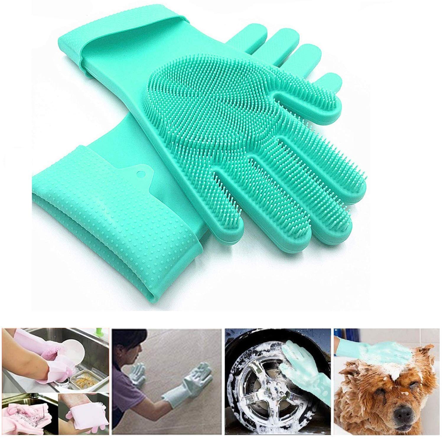 Force24 Premium Cleaning Gloves with Scrubber Heat Resistant for Dish
