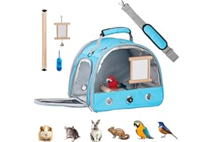 CAPUCA Bird Carrier Travel Cage Parrot - Lightweight Breathable Pet Traveling Backpack with Standing Perch Bird Parrot Toys Portable Outgoing Bags for Guinea Pig Rat Small Animal