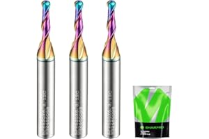 SHARPRO 1/8 Ball Nose CNC Router Bits 1/4 Inch Shank, Carbide Ballnose Up Cut Router Bit with Coated, End Mill for Wood, Alum