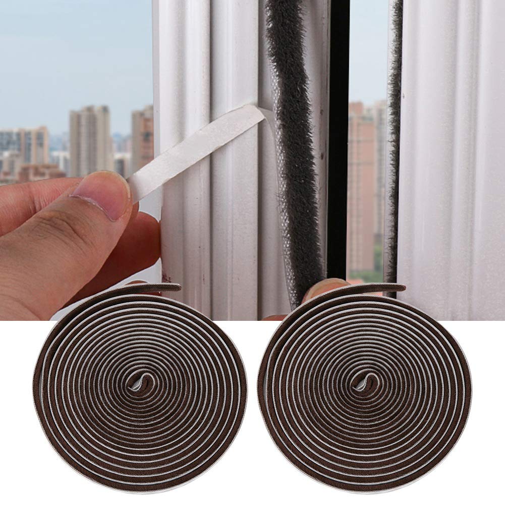 2Pcs Windproof Sealing Strip, 9x5mm Window Brush Strip, for Doors Sliding Doors Cabinets Self-Adhesive Door Seal Strip Draught Excluder