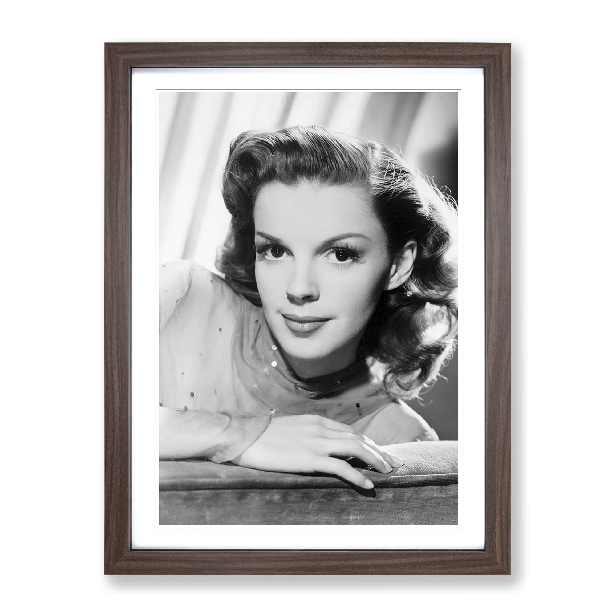 Judy Garland No.2 Modern Framed Wall Art Print, Ready to Hang Picture for Living Room Bedroom Home Office Décor, Walnut A4 (34 x 25 cm)