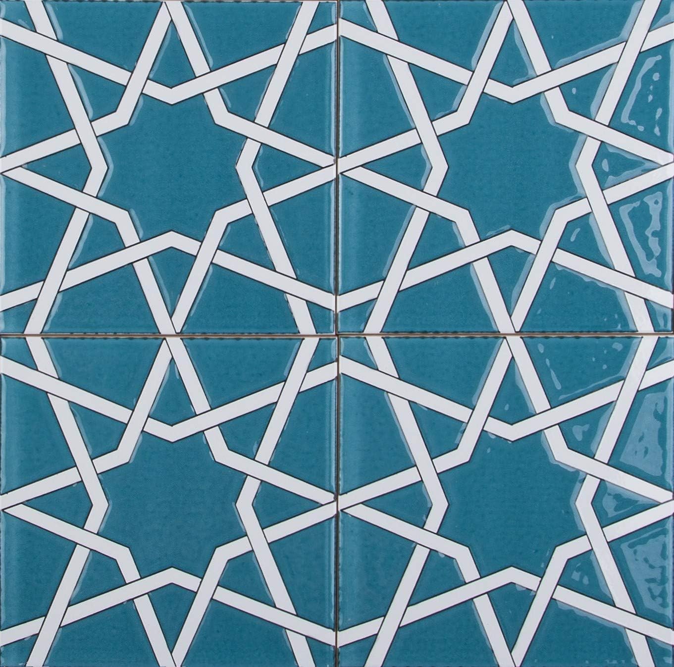 Cerames Arslan - Colorful Turkish Wall Tiles, 1 Pack - 0.48m2 (12 Pieces), Iznik Ceramic Tiles with Pattern, 20x20, Ideal for The Kitchen or The Bathroom.