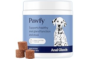 Pawfy Anal Gland Chews for Dogs with Peanut Butter | Dog Probiotics – Helps with Constipation, Digestive Health, and Gas Relief | Promotes Healthy Poops & Comfort - 30 Dog Supplements