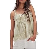 Women Sleeveless Tank Tops Lace Solid Color See Through Spaghetti Strap Cami Shirts V Neck Backless Smocked Tops