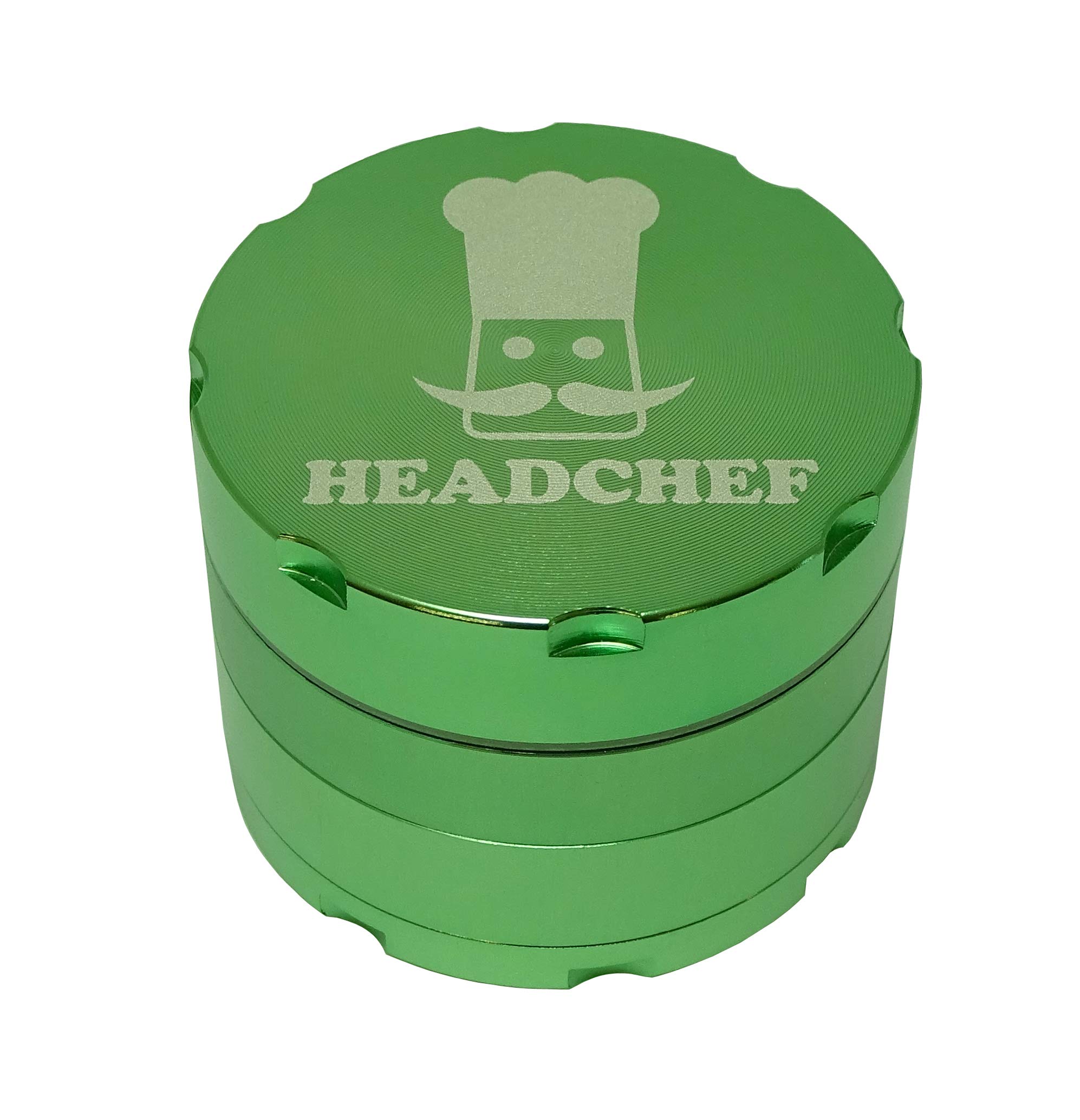 Headchef Razor, 4 Piece Grinder, Metal Herb Grinder with Sifter Scraper (Green, 40mm)