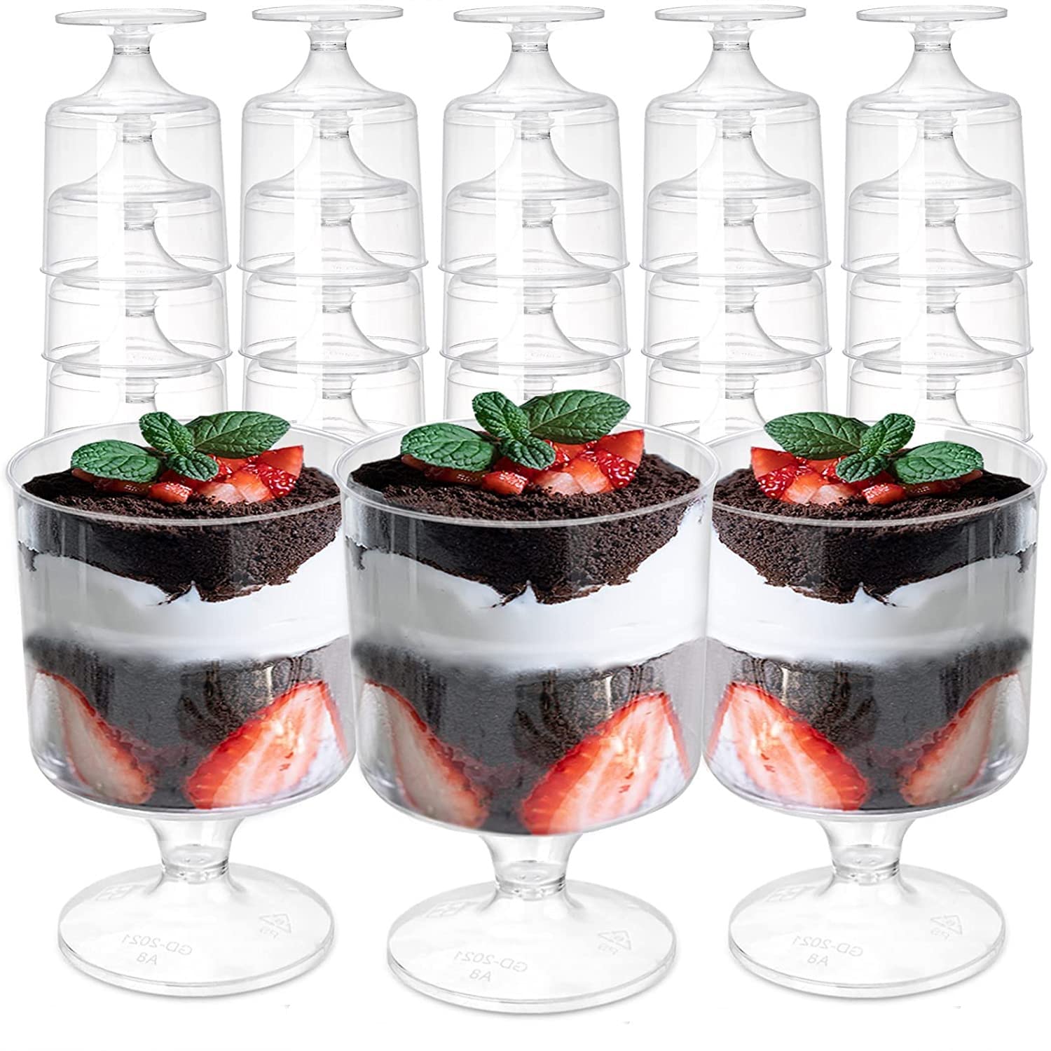 LATERN 80Pcs Plastic Dessert Cups, 60ml Round Dessert Cups Clear Parfait Appetizer Cup Reusable Serving Bowl for Dessert Pudding Mousse Party