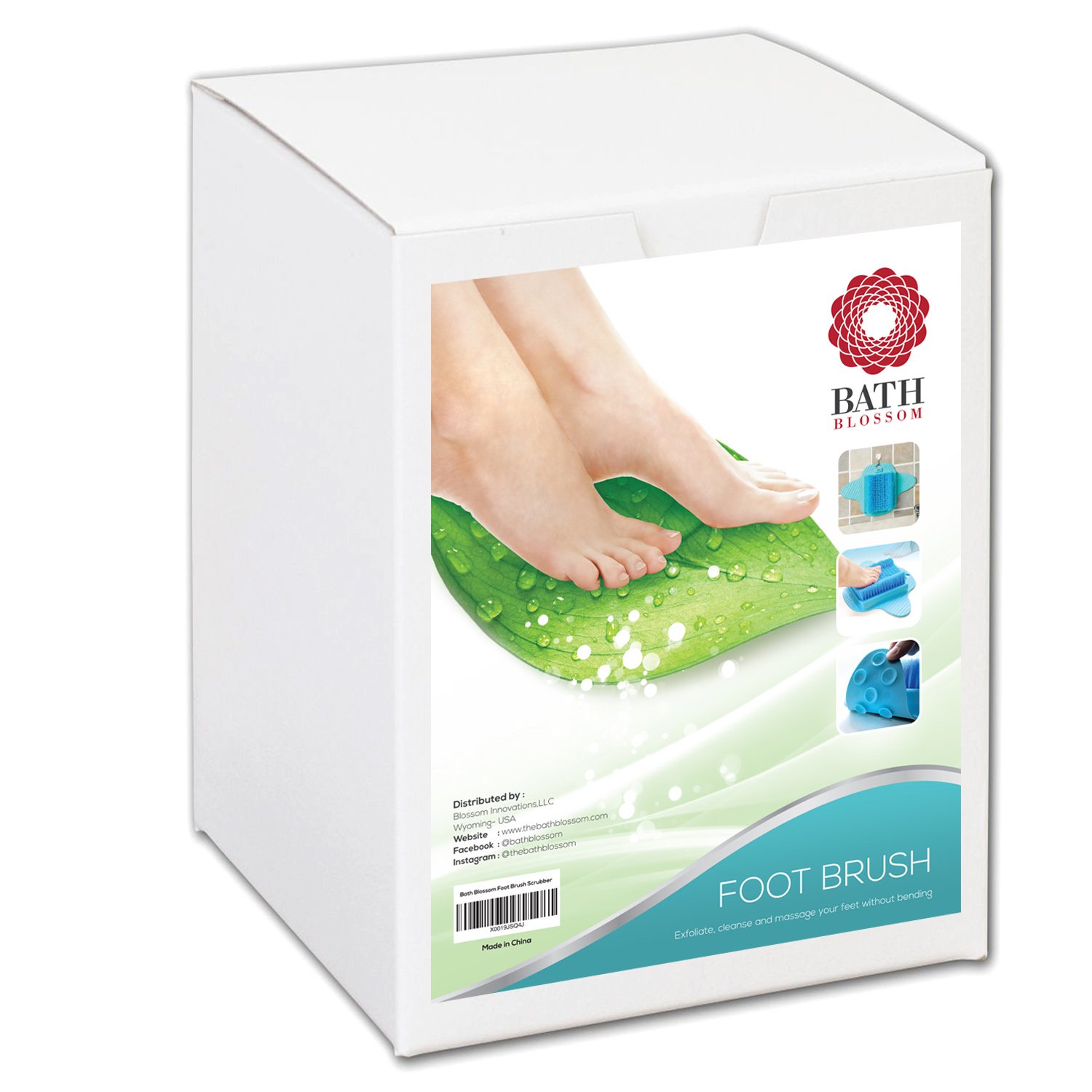 Bath Blossom Foot Scrubber Brush, Free Hanging Hooks, Exfoliating Feet Cleaner Scrub Massager