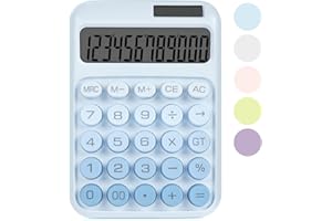 DANRONG Mechanical Switch Calculator with Big Buttons, Calculators Desktop, 12 Digits, Solar Battery Power, Desk Calculator, 