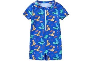 ACHIYI Baby Boys Swimsuits Infant Dinosaur One Piece Bathing Suit Toddler Turtle Beach Sun Protection Rash Guard Swimwear 0-3 Years
