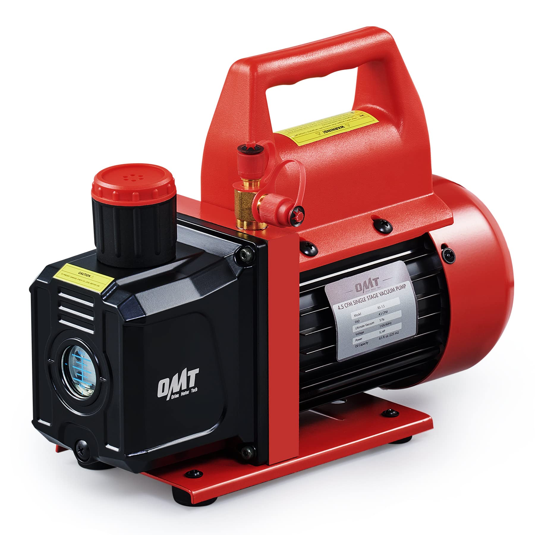 Orion Motor Tech Vacuum Pump, 1 Stage HVAC Vacuum Pump 4.5cfm AC Vacuum