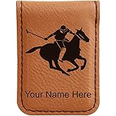 LaserGram Slim Magnetic Money Clip, Polo Player, Personalized Engraving Included (Dark Brown)