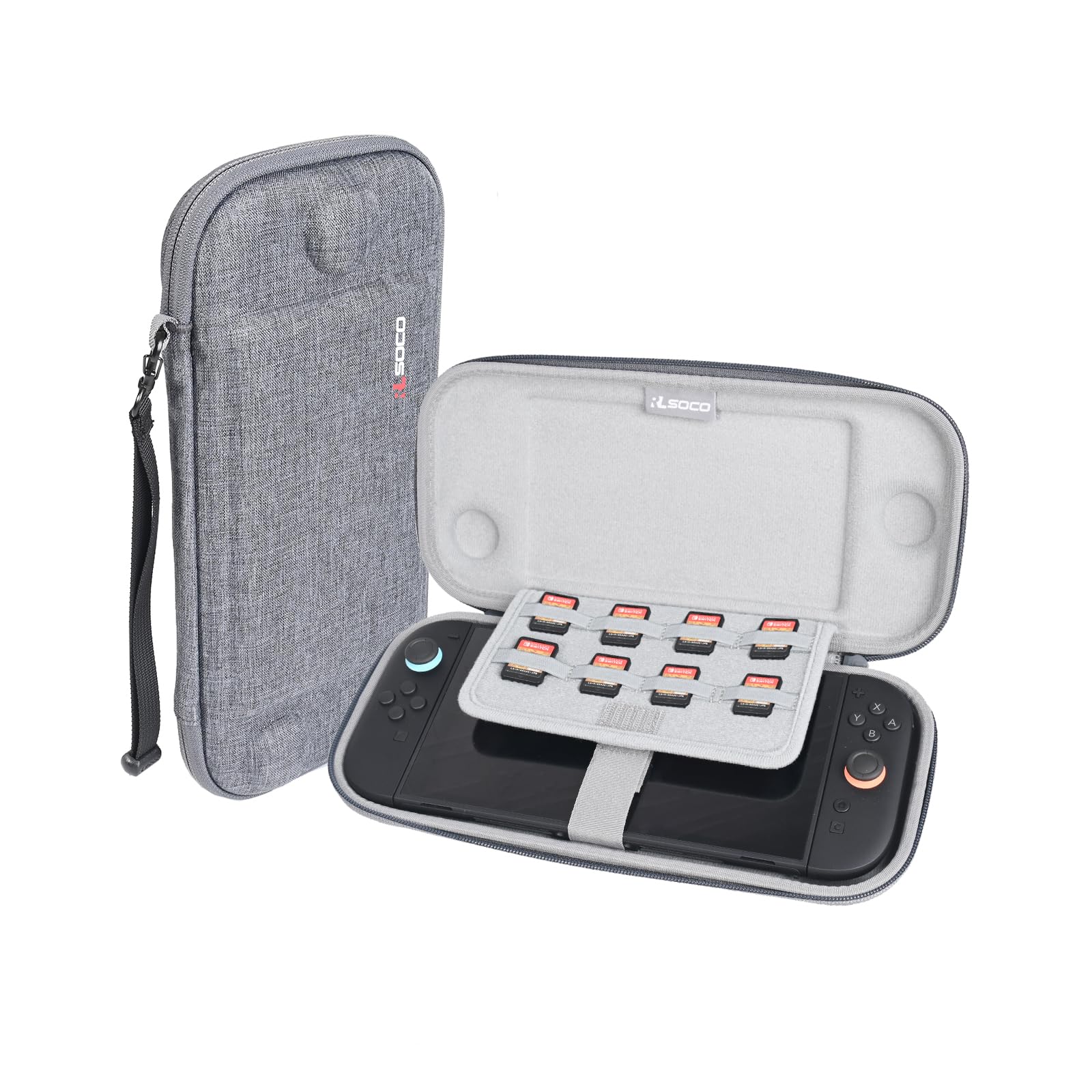 RLSOCO Slim Case for Nintendo Switch 2 Game Console with 8 Game Card Slots | Compact Design with YKK Zipper & Scratch Protection - Grey (Case Only)