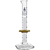Graduated Cylinder, 5mL - ASTM, Class A Tolerance ±0.05mL - Protective Collar, Hexagonal Base - Blue Graduations - Borosilicate 3.3 Glass - Eisco Labs