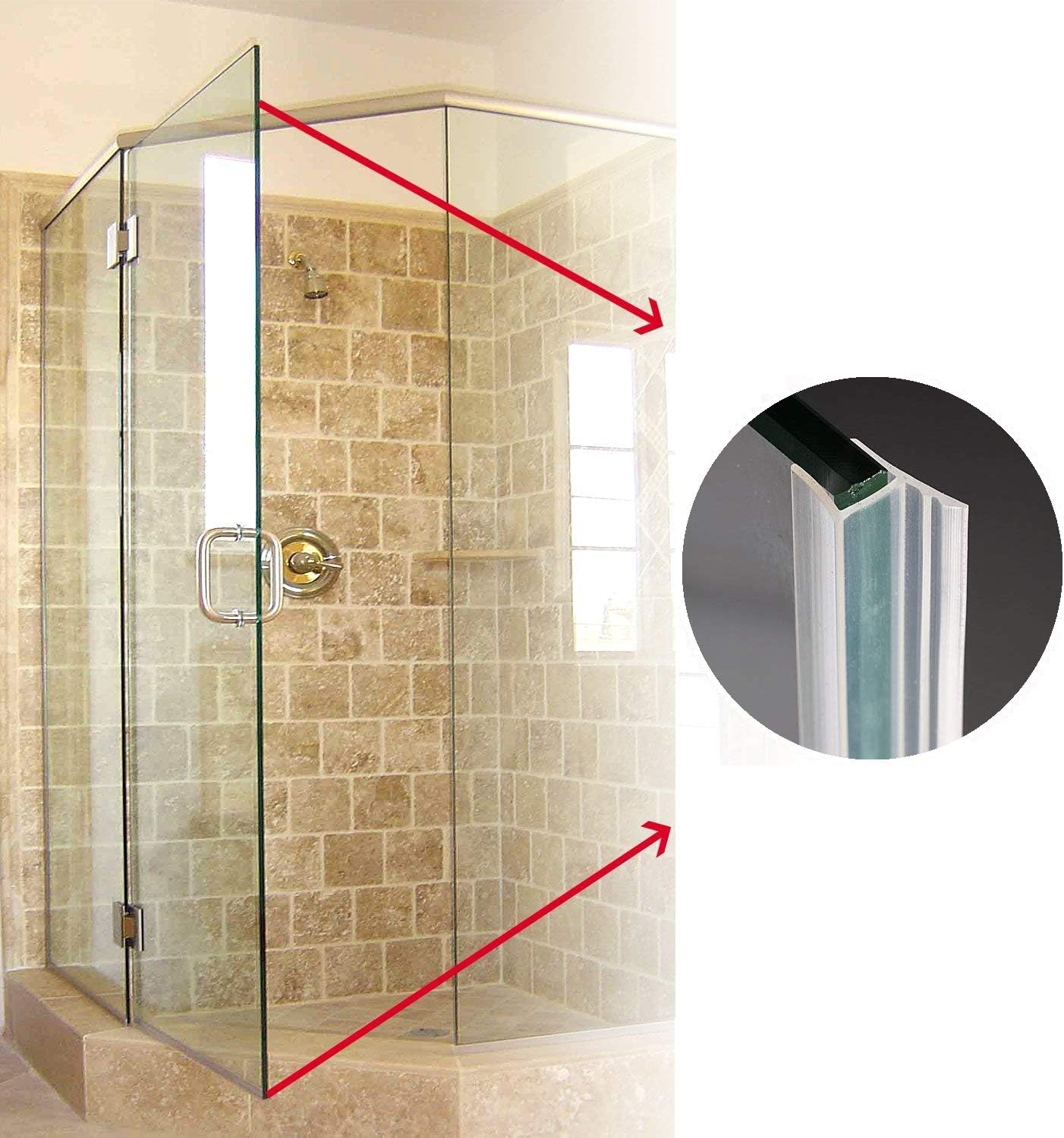 KEPEAK Shower Screen Seal Strip HType Bath Glass Door Seal Strip 7 mm