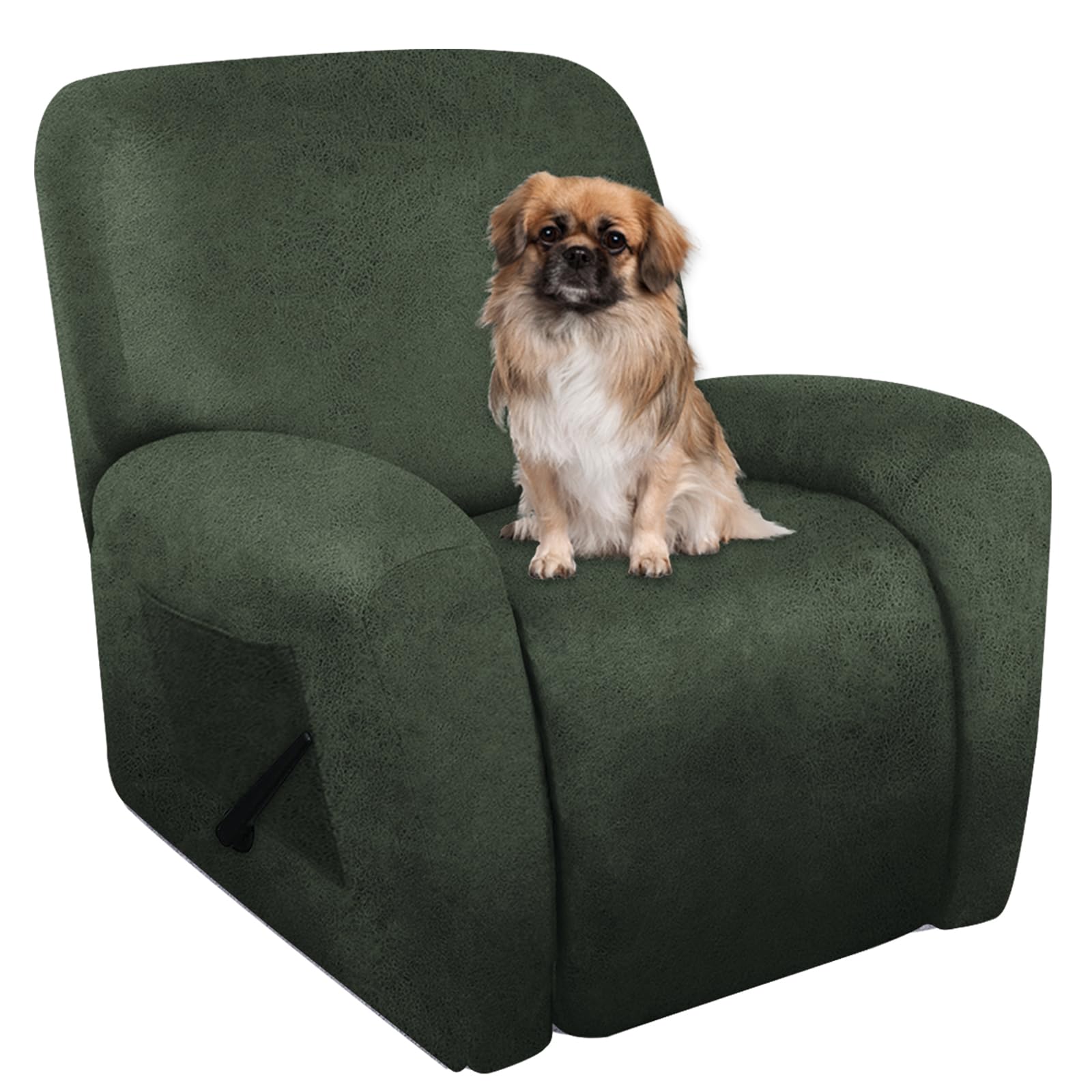 Photo 1 of ANARACHON Leather Like Recliner Chair Covers Heavy Duty, 4 Pieces Lazy Boy Recliner Cover for Recliner Chair, Leather Cover for Recliner slipcovers Washable for Pets (Army Green)