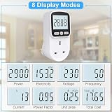 MECHEER Power Meter Plug 8 Modes UK Socket Energy Monitor White Backlight Large view 2