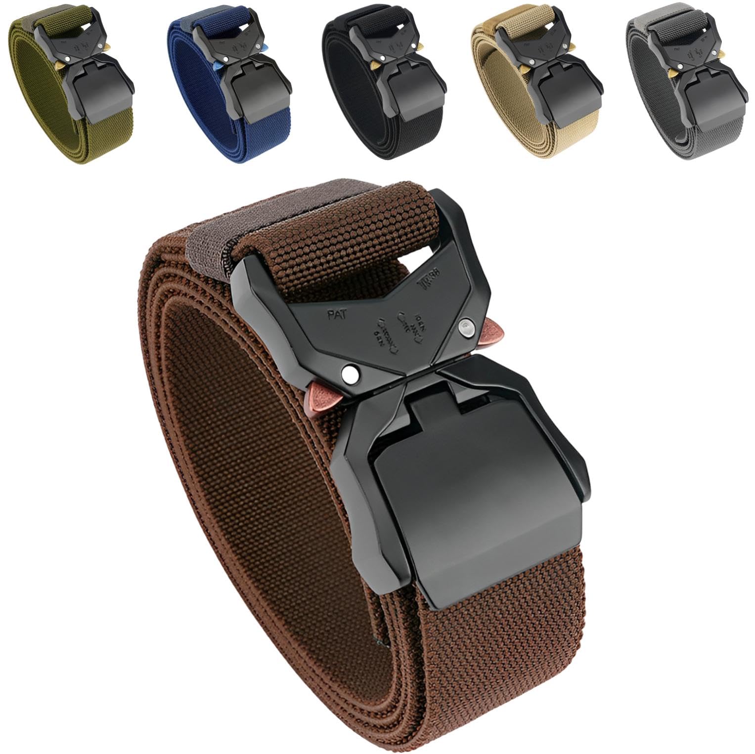 [fogman] タクティカルベルト サバゲー ベルト 登山 ワンタッチ おしゃれ ストレッチ (ブラウン)商品画像