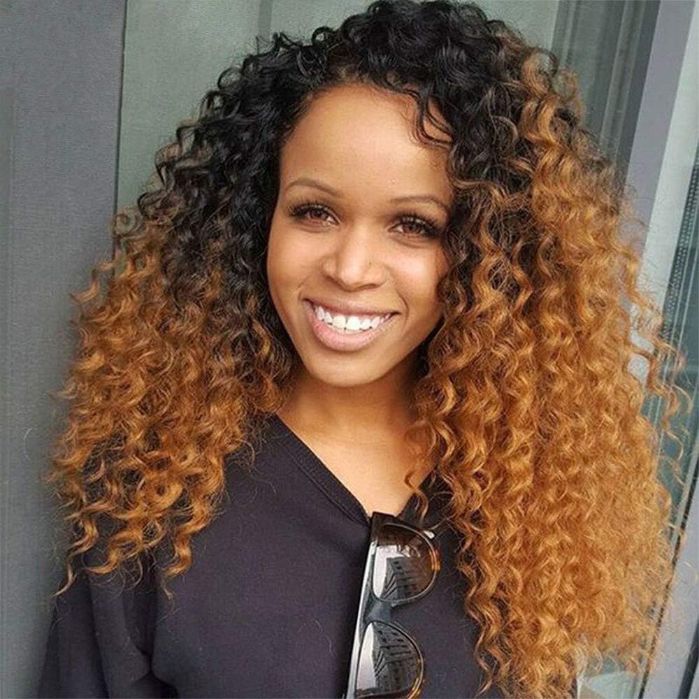Ombre Brazilian Deep Wave Hair 3 Bundles Unprocessed Ombre Curly Weave Human Hair Extension Double Weft Black To Auburn Blonde 2 Tone Ombre Curly Virgin Hair Bundles 20 22 24inches
