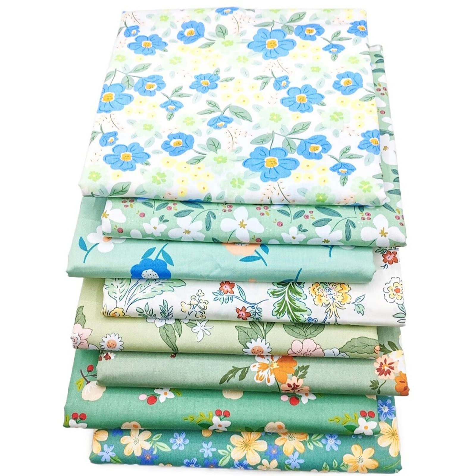 Fabric Fat Quarters Bundle, Cotton Craft Fabric Bundles Patchwork 8PCS 50 x 40cm Material for Sweing Patchwork Different Pattern Cloths DIY Scrapbooking Artcraft(Blue-8)