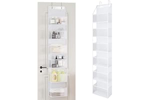 Laiensia 6 Shelves Over The Door Hanging Organizer with Large Capacity Clear Plastic Pockets Storage to Space Saver for Closet, Toys, Bathroom(White)