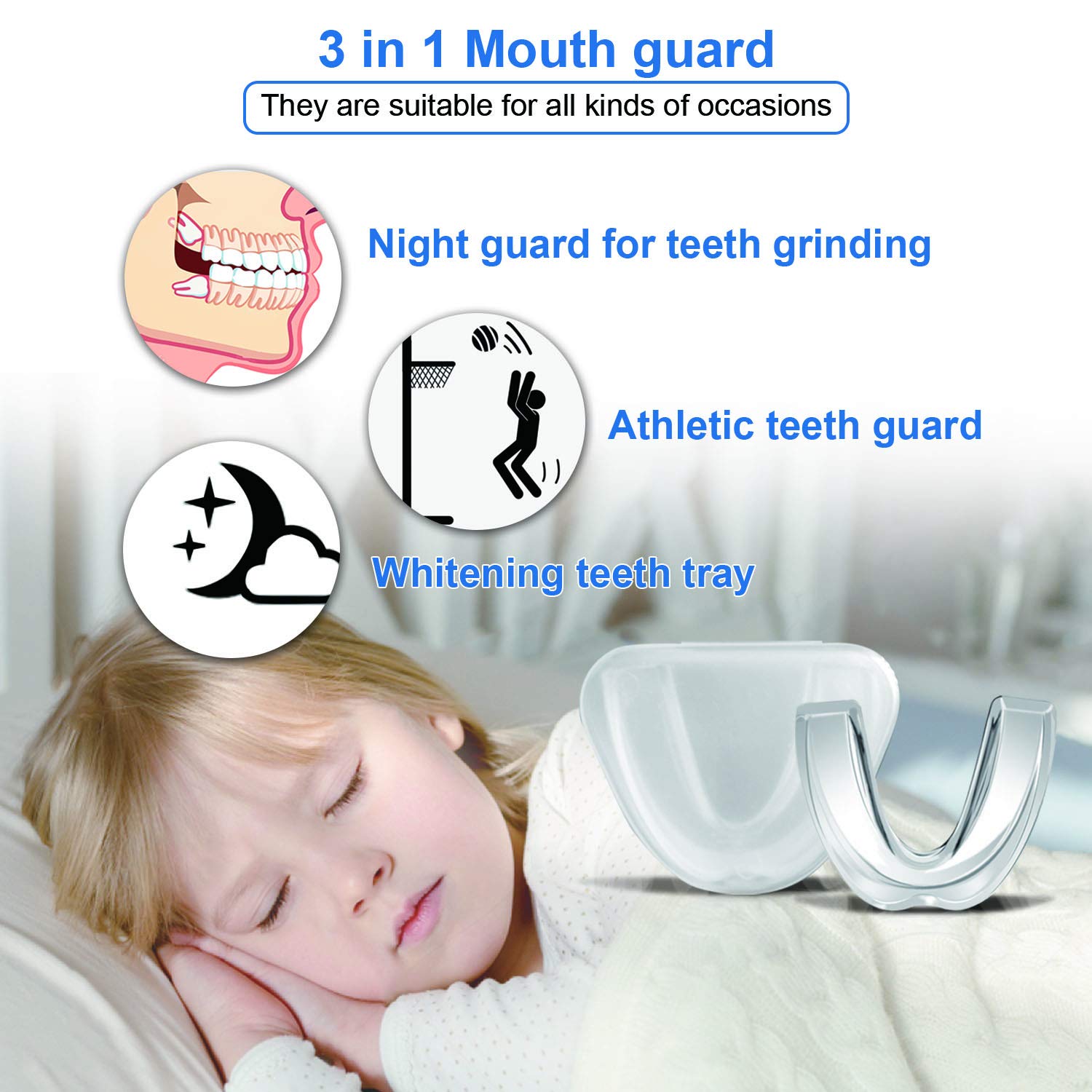Kids Mouth Guard for Grinding Teeth, Pack of 6 Night Guard for Teeth Whitening Trays Clenching Bruxism Mouthguard, Moldable Sleep Bite Guard for Child and Women with Small Mouth : Beauty