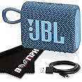 JBL Go 3 Portable Bluetooth Wireless Speaker, IP67 Waterproof and Dustproof Built-in Battery - Eco Blue - Boomph's Comprehensive Ultimate Performance Cloth Solution for Your On-The-Go Sound Experience