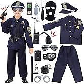 Skirfy 16PCS Police Costume for Kids,Police Officer Costume for Kids,Kids Cop Costume Role Kit, Kids Halloween Costume