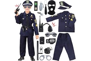 Skirfy 16PCS Police Costume for Kids,Police Officer Costume for Kids,Kids Cop Costume Role Kit, Kids Halloween Costume