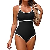 ZAFUL Womens One Piece Swimsuits Tummy Control Bathing Suit High Cut Adjustable Strap Swimwear