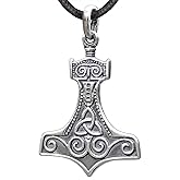 925 Sterling Silver Thors Hammer Necklace Handmade Replica - Mjolnir Pendant Necklace with Triquetra - Celtic Norse Nordic Viking Jewelry for Men Women
