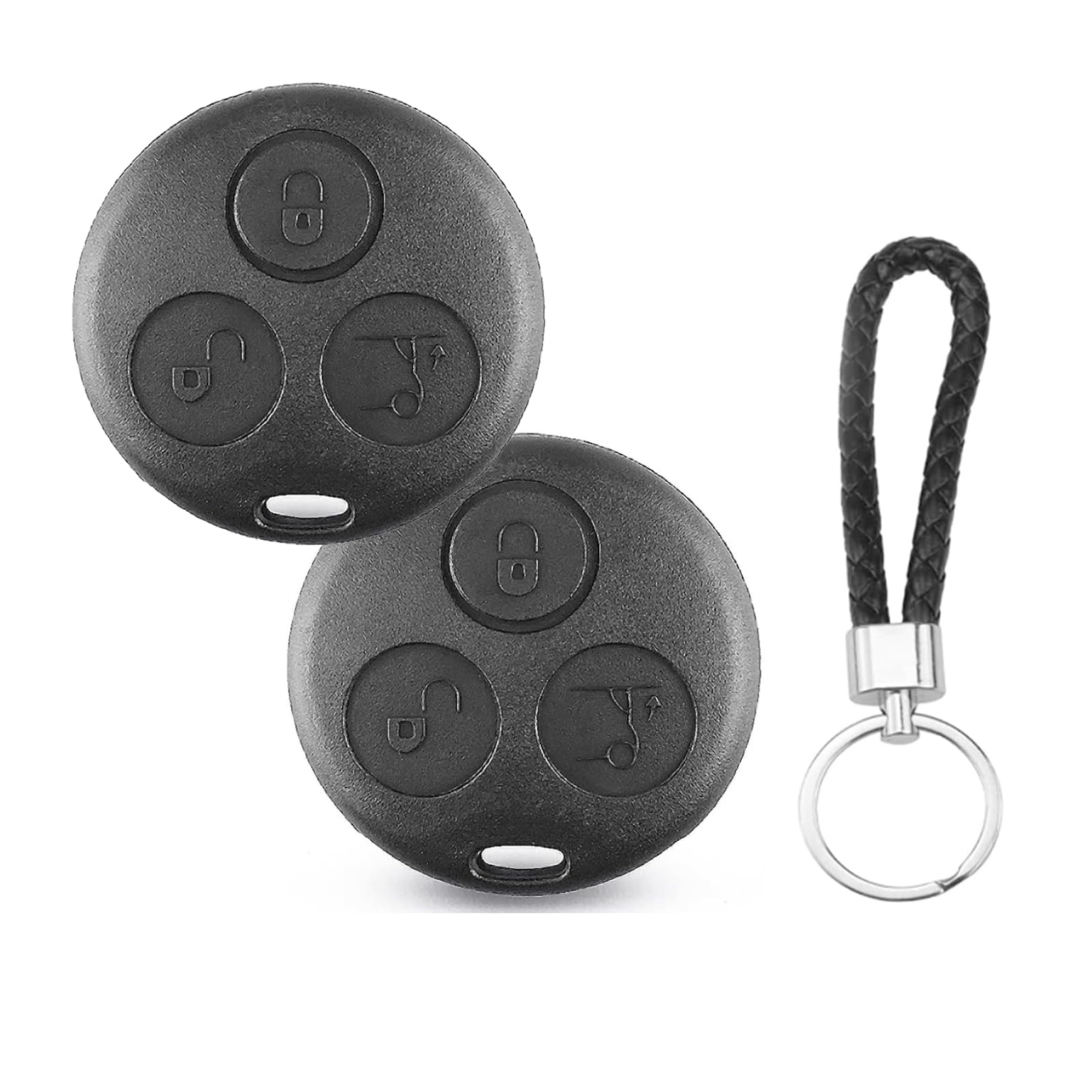 SLshiBo Set of 2 key housing for Smart Fortwo 450 MC01 Roadster Cabrio Coupe 98-07 3 button housing of remote control, car key housing with key fob pilot car key