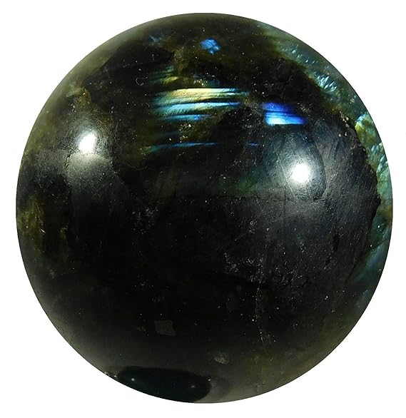 britain-e-spheres Kristall – ein wunderschöner 44,9 mm (ca. 128 G) geschliffen & poliert Labradorit Kristall 'Fire' Kugel Bal