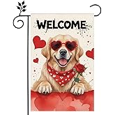 Welcome Valentine Flowers Cat Dog Love 12x18 inch Double-sided Burlap garden flag home Holiday decoration Flag
