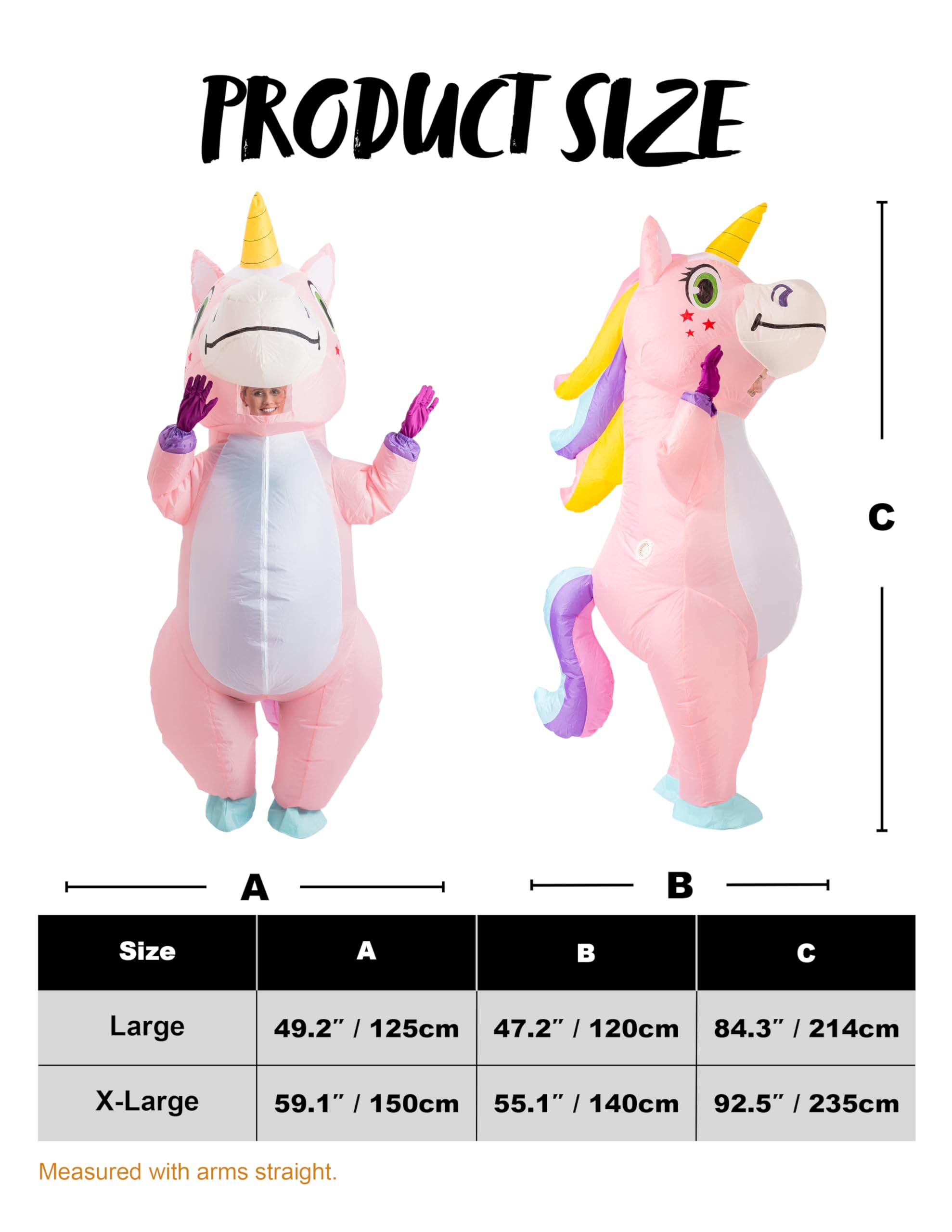 Spooktacular Creations Halloween Inflatable Costume, Full Body Unicorn Blow Up Costume for Adult Holiday Themed Cosplay Party