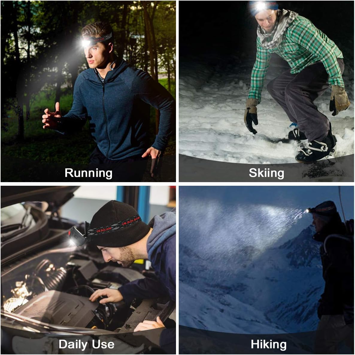 SGODDE 2 Pack Headlamp Flashlight, 800 Lumens USB Rechargeable Headlamp Ultra Bright LED Headlight Motion Sensor Head Lamp/8 Modes/Waterproof/Built in Batteries for Outdoors, Running, Camping, Hiking - - 