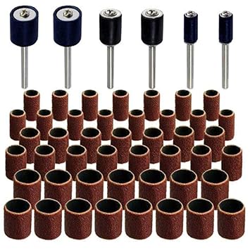 DIY Crafts 51 - Pcs Drum Sanding Kit - DIY Tools for Fits Dremel - Includes Rubber Drum Mandrels - 1/2, 3/8 & 1/4 inch (51 - Pcs) (Pack of 4 Kit, Multi Color)