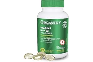Organika Vitamin D3 + K2 (MK7)- 1000IU D3 and 120mcg K2 per capsule- High Potency, Supports Healthy Immune Function and Bones