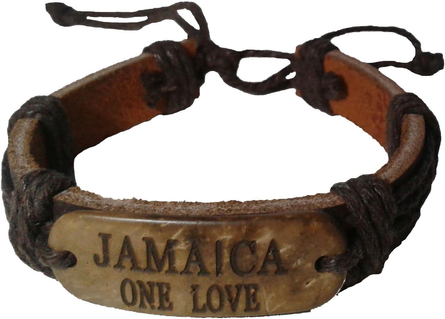 Leather Bracelet Jamaica; One Love & Respect Mon