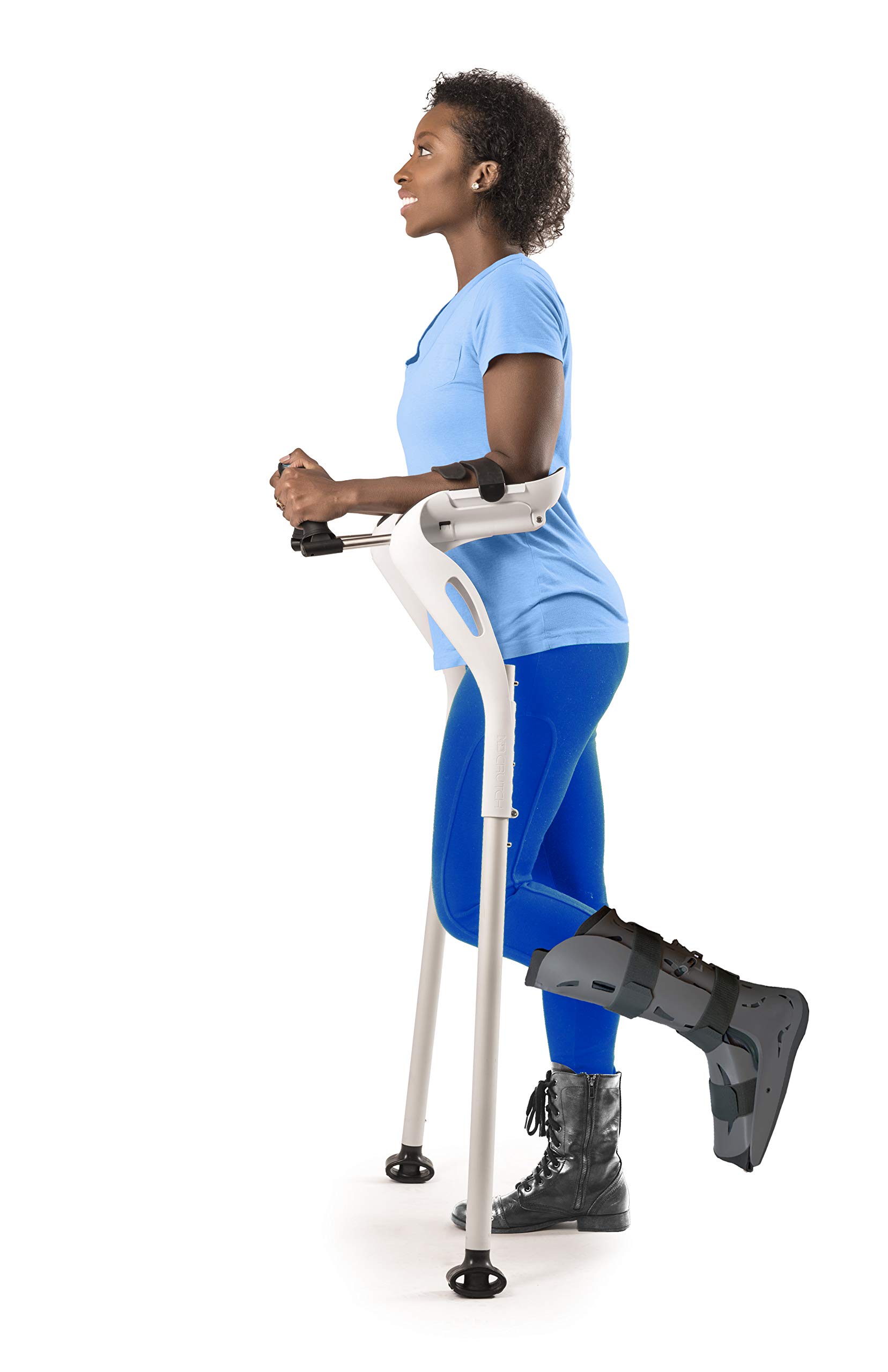 Forearm Crutches, White Pair Crutch Cane with Ergonomic Design - Walking Support Crutch, Adult Fit (4’11”- 6’8”) Adjustable Crutches, Mobility Support Injury/Disability/Elderly